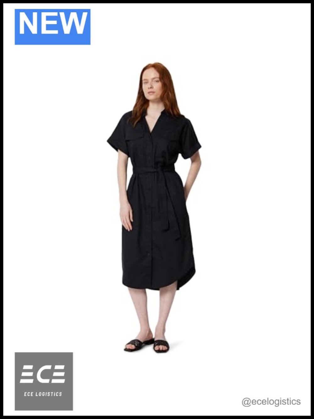 Women's Relaxed Fit Button-Down Dress with Belt